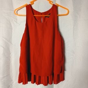 Banana Republic Red Sleeveless Pleated-Hem Tank